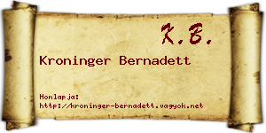 Kroninger Bernadett névjegykártya